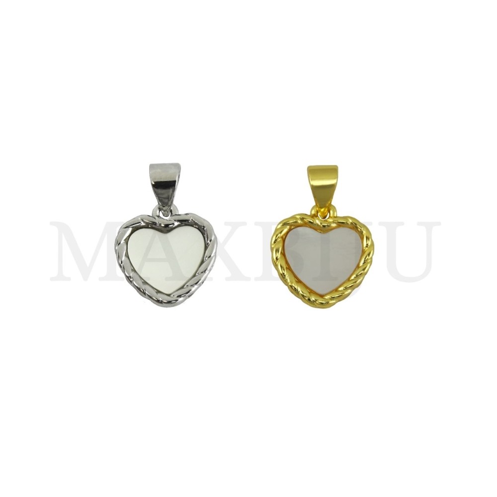 Rhodium-Plated Pendant – Heart, 12x13mm.