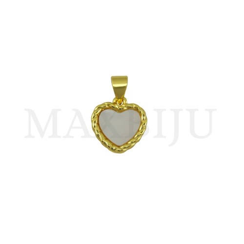 Rhodium-Plated Pendant – Heart, 12x13mm.