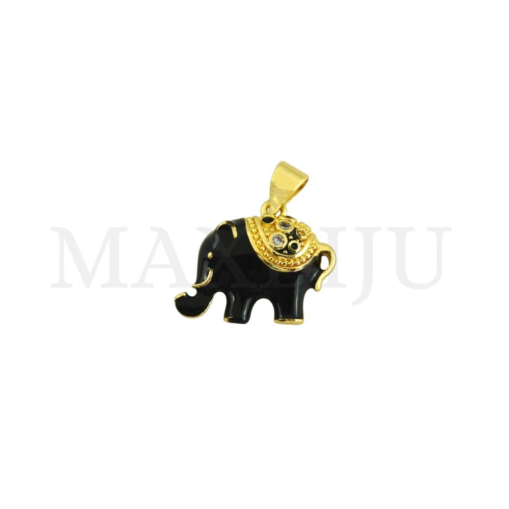 Rhodium-Plated Pendant – Elephant, 19x15mm.