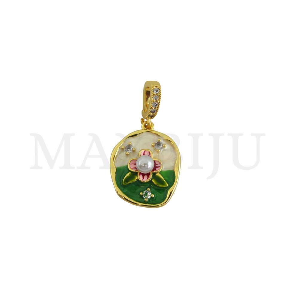  Rhodium-Plated Pendant, 16x29mm.