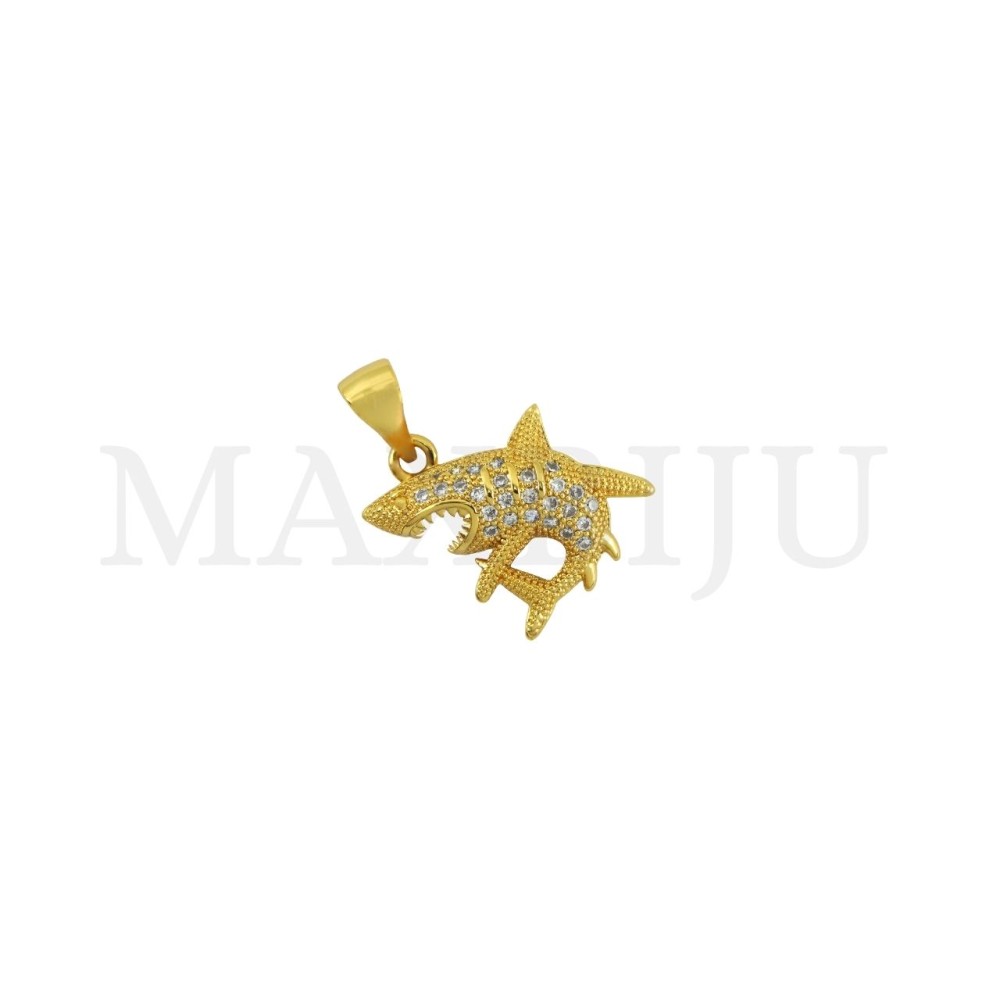 Rhodium-Plated Pendant – Shark, 18x22mm.