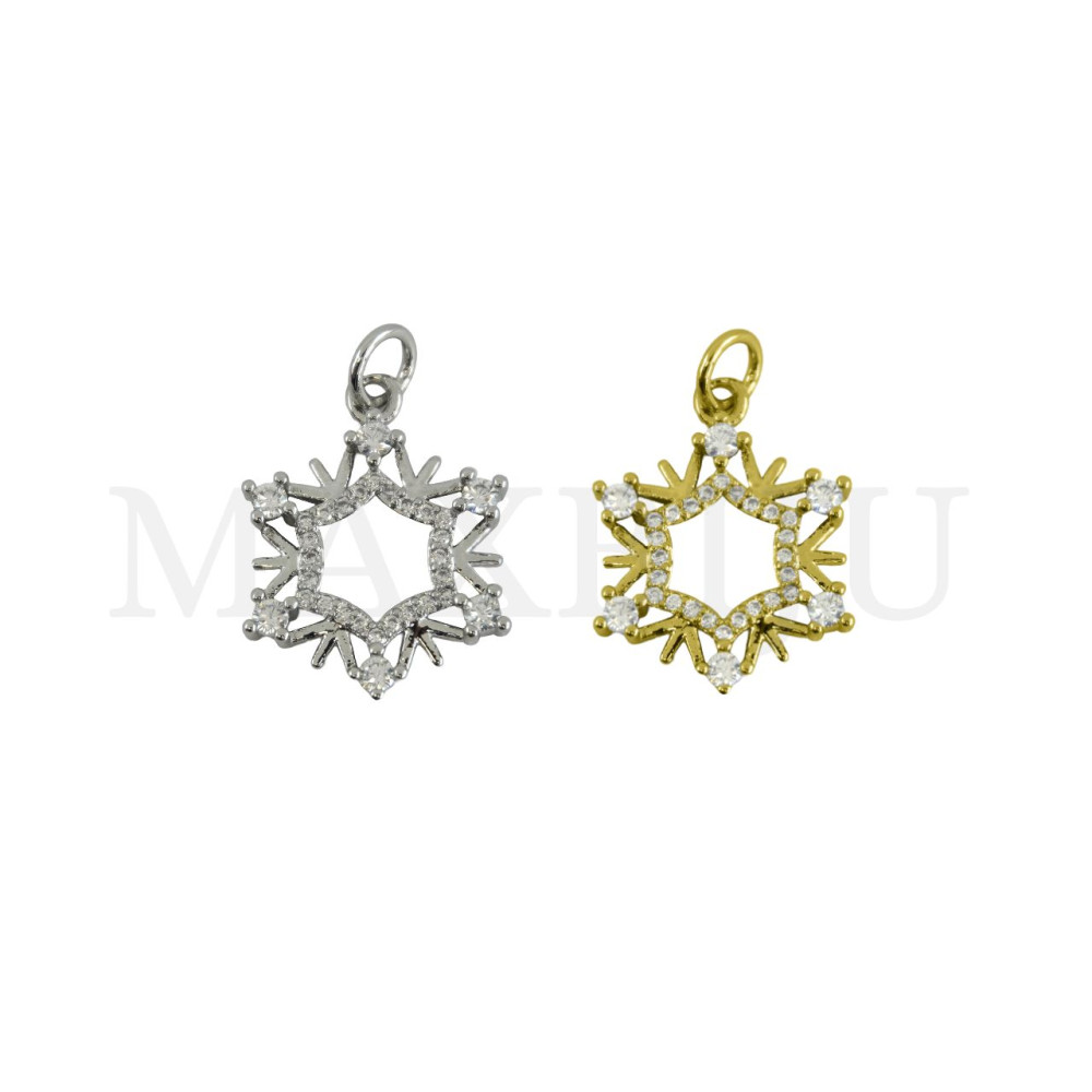 Rhodium-Plated Pendant, 15x19mm.