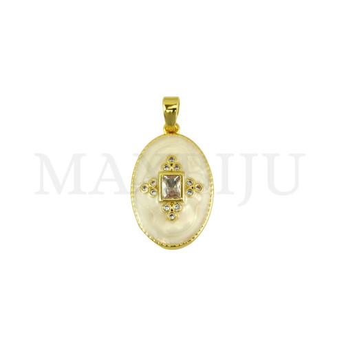 Rhodium-Plated Pendant, 14x22mm.
