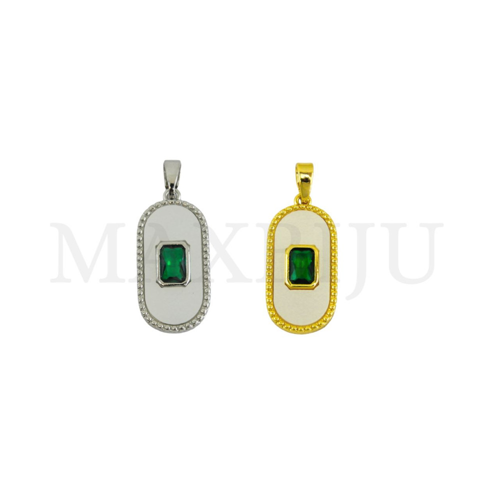 Rhodium-Plated Pendant, 11x23mm.