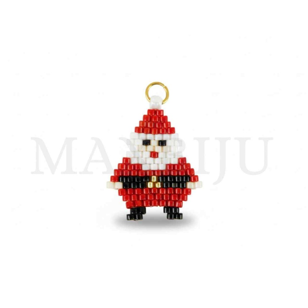 Santa Claus Christmas Miyuki Pendant  20x21mm