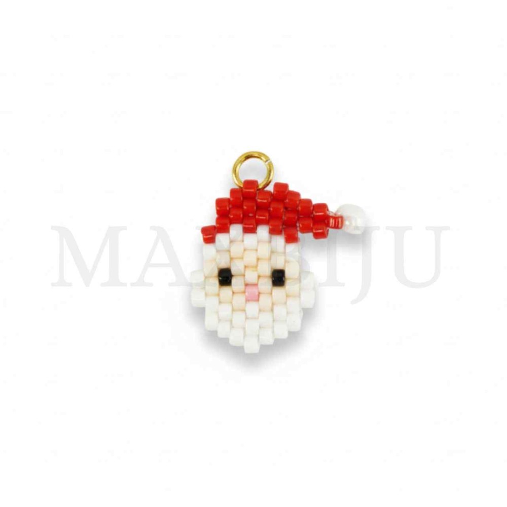 Santa Claus Christmas Miyuki Pendant 17x18mm