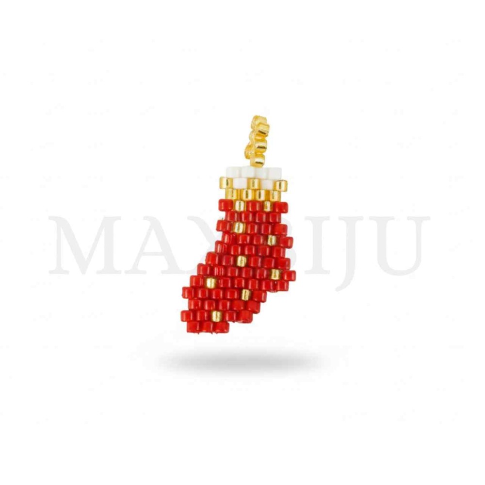 Christmas Stocking Miyuki Pendant 15x25mm