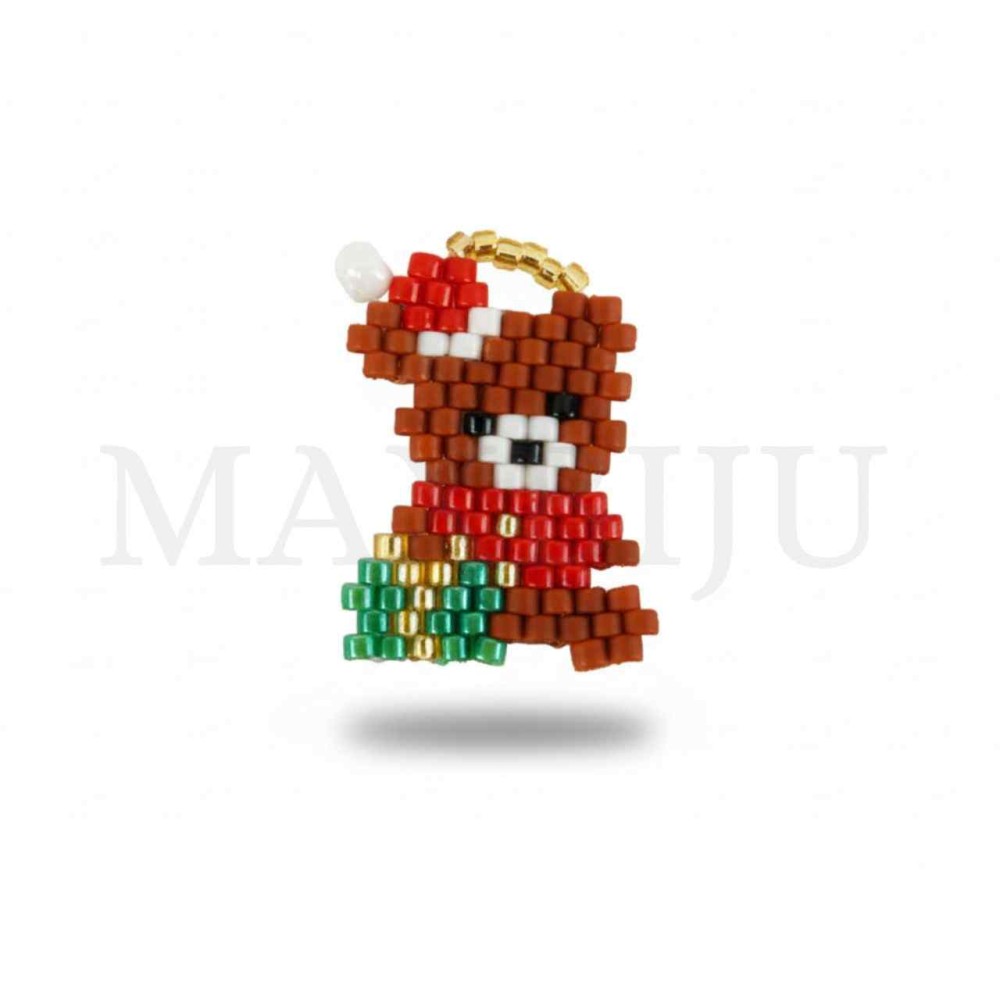 Christmas Bear Miyuki Pendant 16x23mm