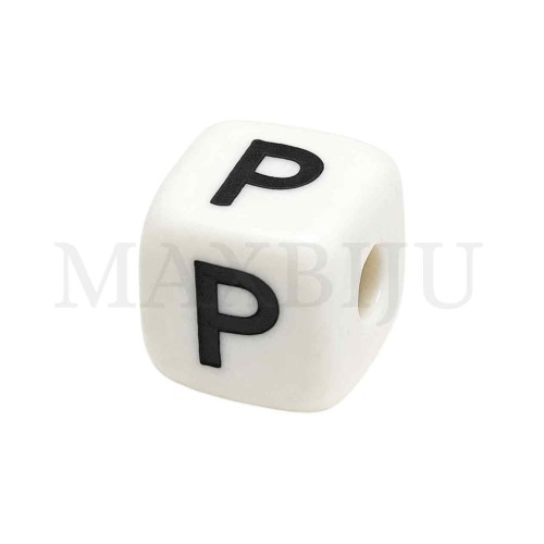 Square Letter Silicone Beads 10x10mm