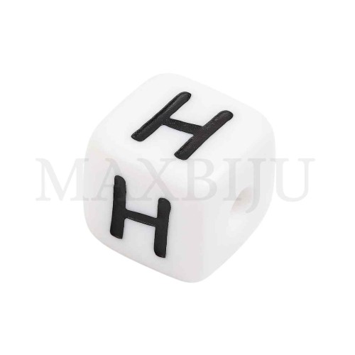 Square Letter Silicone Beads 10x10mm