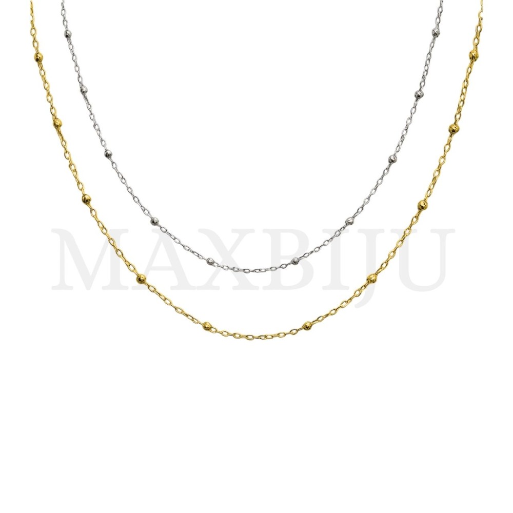 0.3mm Steel Cable Chain (45mm) with beads - 12 pieces