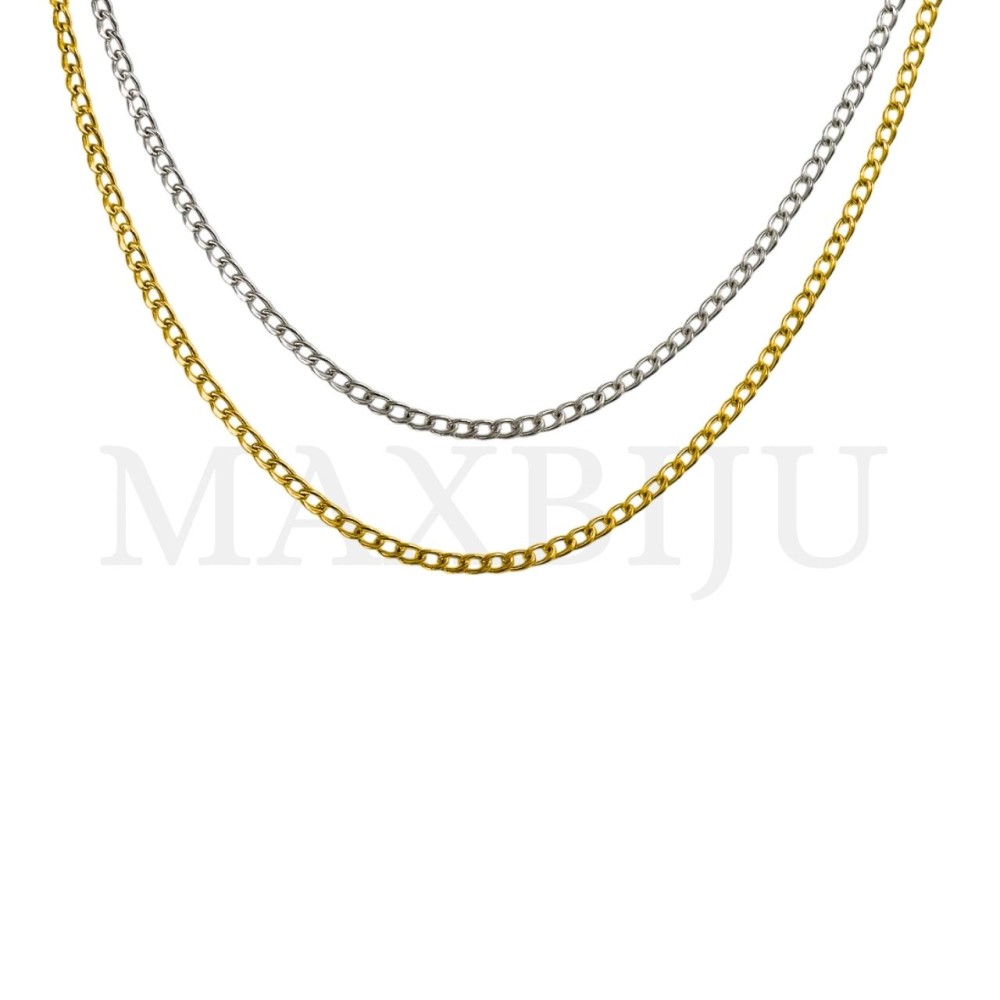 0.4mm Steel Flat Oval Plate Links Chain (45mm) - 12 pieces