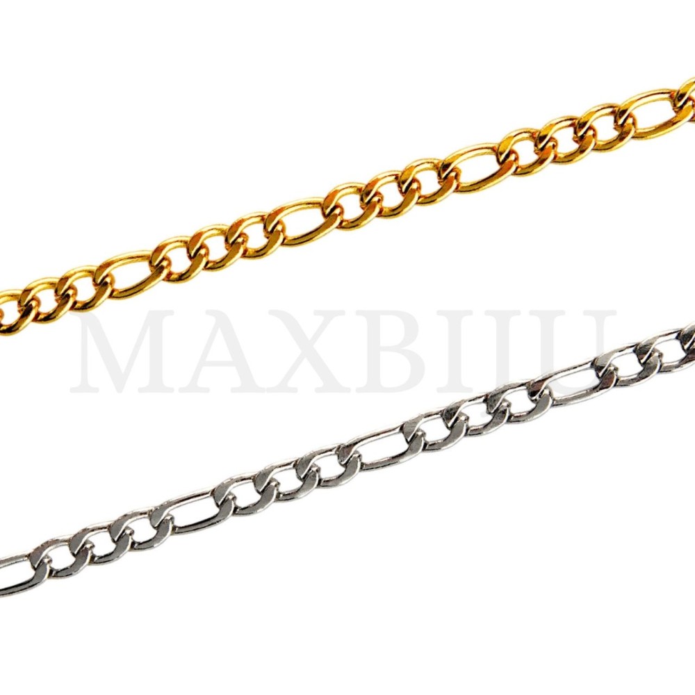 0.8mm NK 3:1 Steel Figaro Links Chain - Coil
