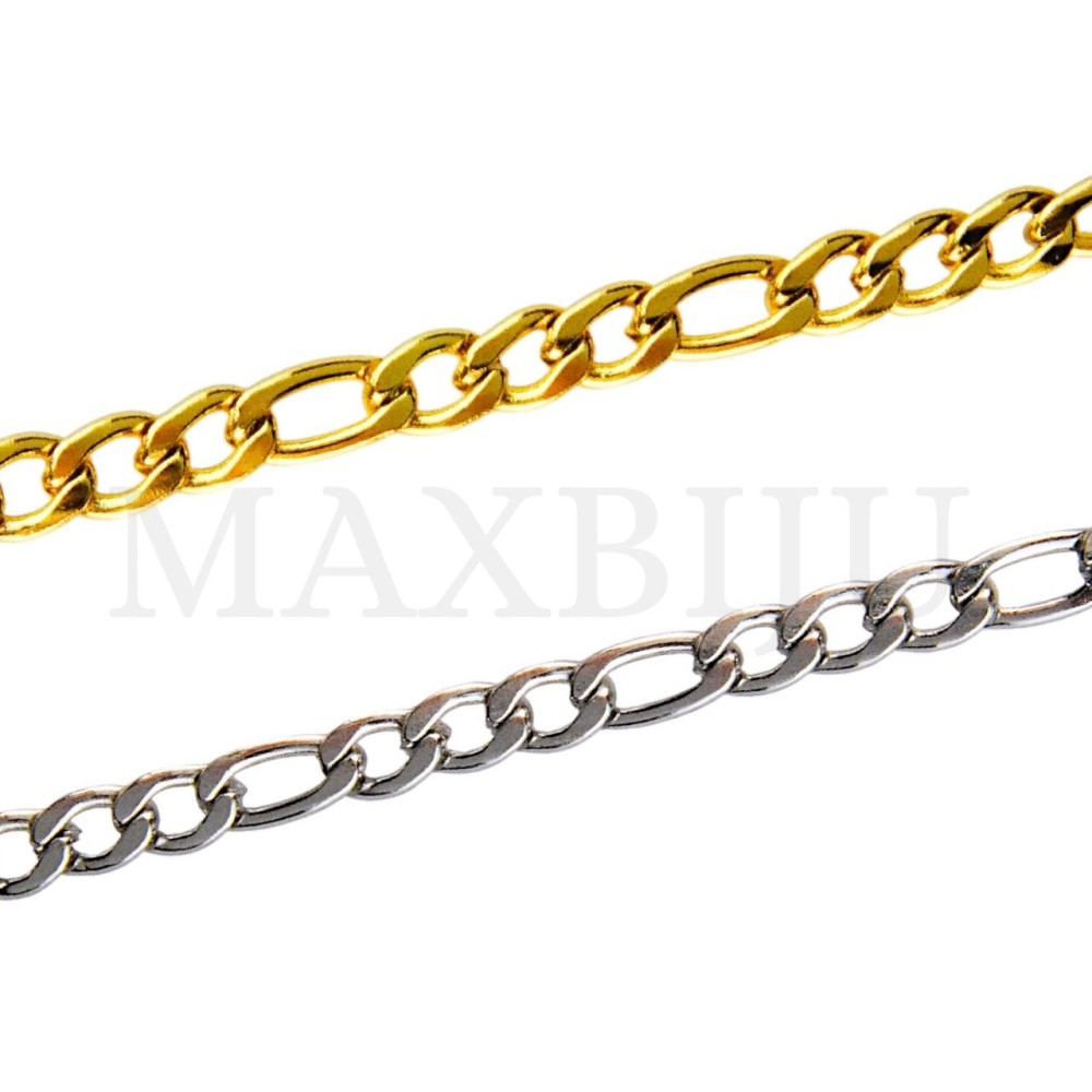 1.0mm NK 3:1 Steel Figaro Links Chain - Coil