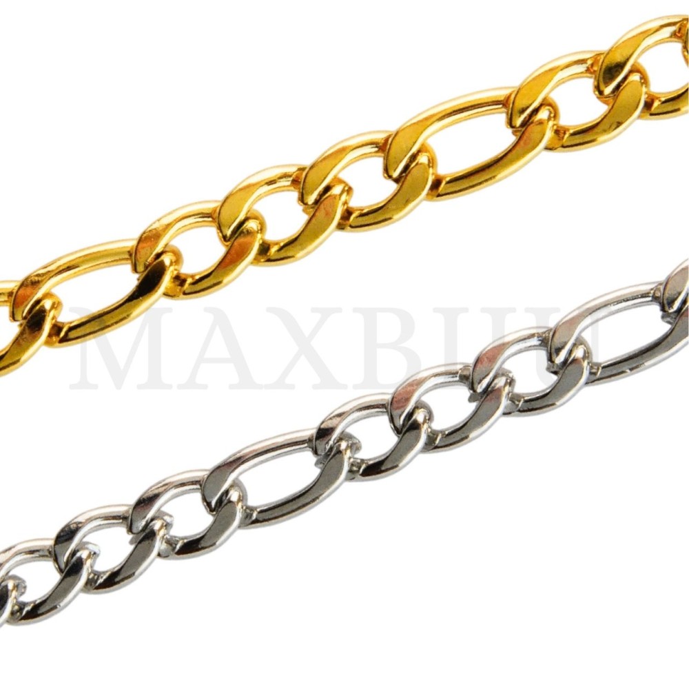 1.6mm NK 3:1 Steel Figaro Links Chain - Coil