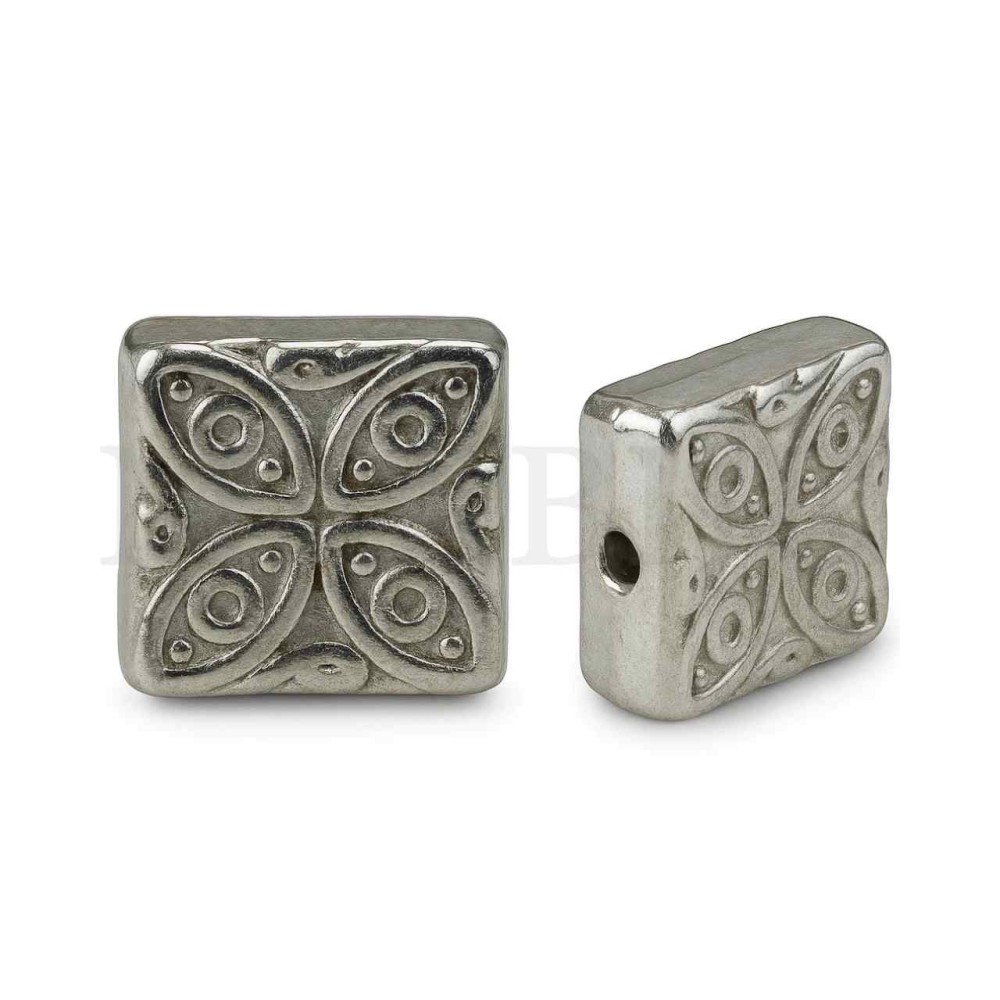 Stainless Steel Square Bead with Pattern
