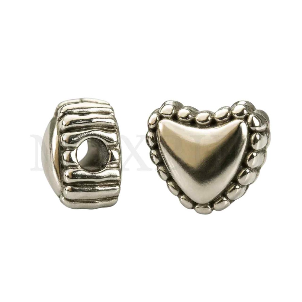 Stainless Steel Heart Bead with Pattern