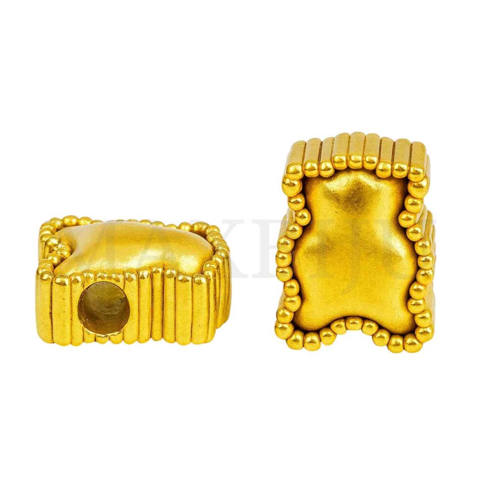 Stainless Steel Bear Bead with Pattern