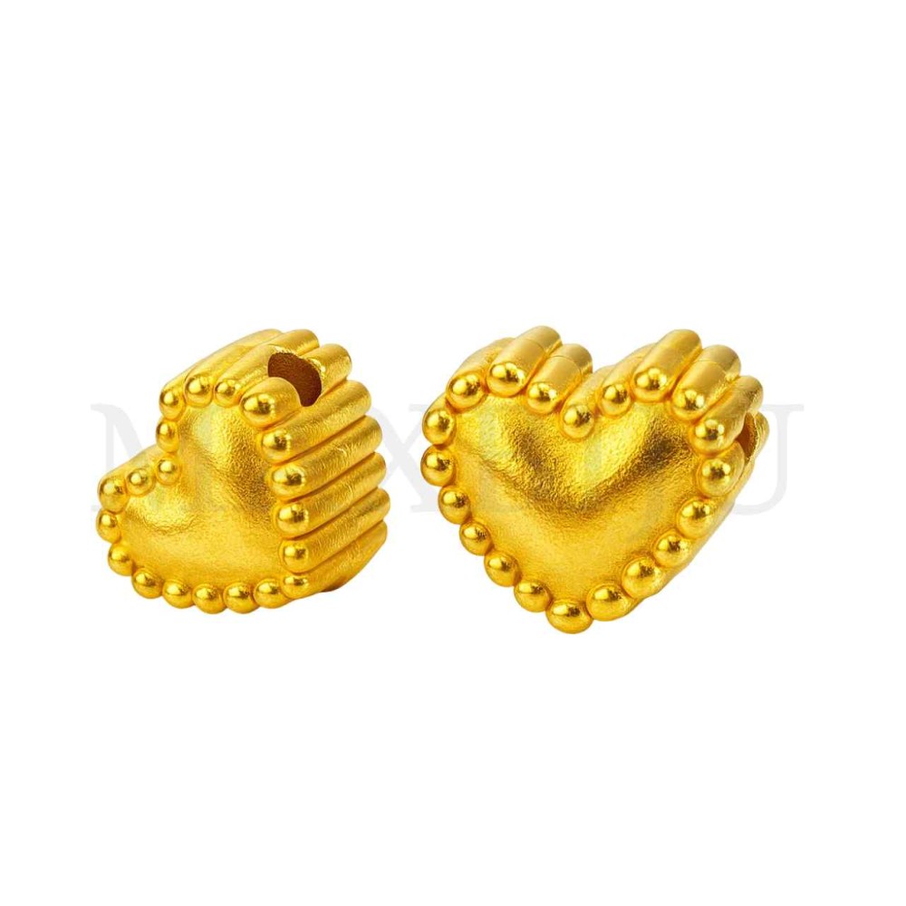 Stainless Steel Heart Bead with Pattern