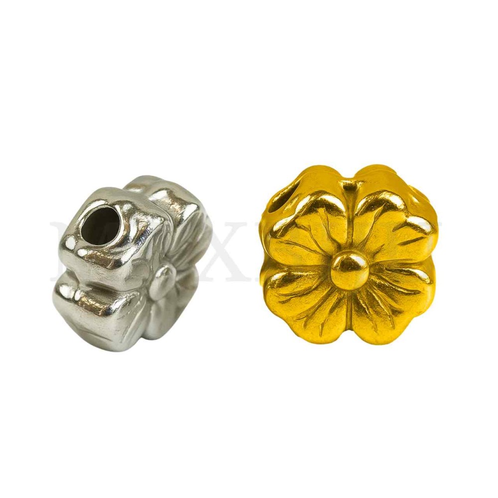 Stainless Steel Flower Bead with Pattern