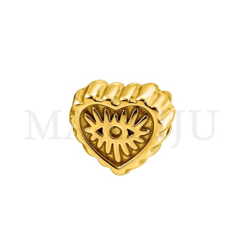 Stainless Steel Heart Bead with Pattern