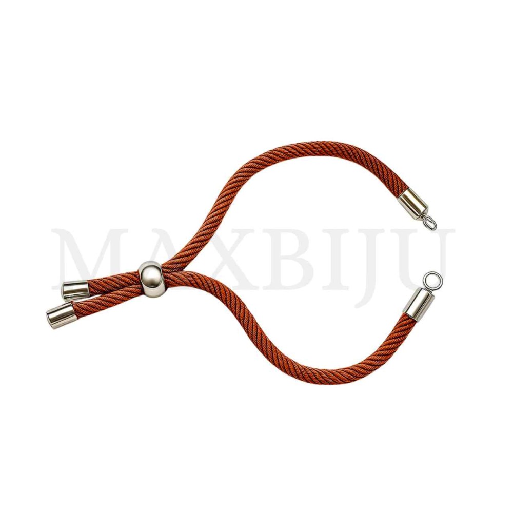 Steel Semi-Ready Adjustable Bracelet - Brown