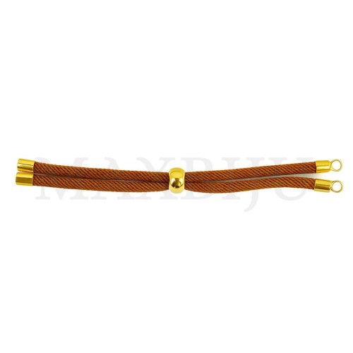 Steel Semi-Ready Adjustable Bracelet - Brown