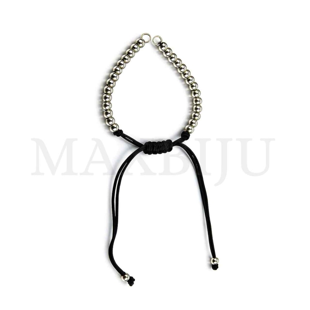 Steel Semi-Ready Adjustable Bracelet with Beads