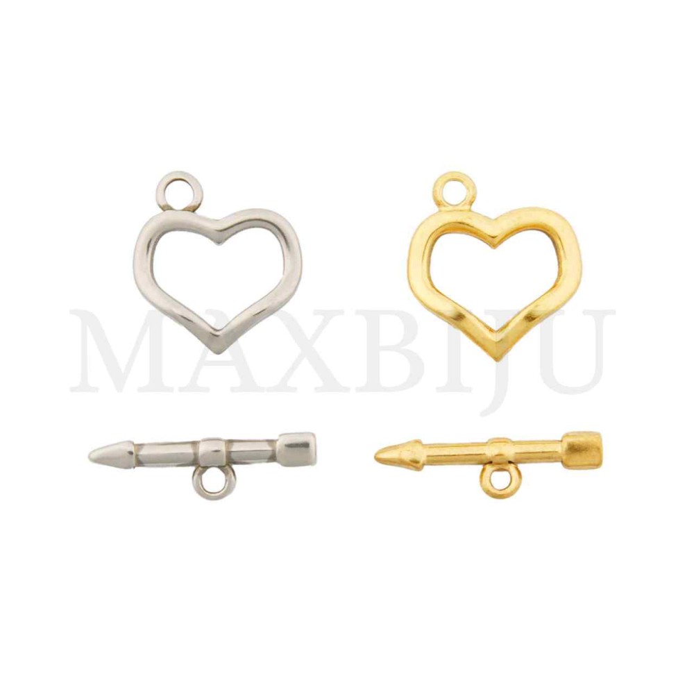Steel T Heart Clasp 18x15mm