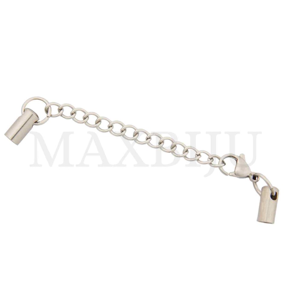 Steel Lobster Clasps with End Caps 4mm Cord