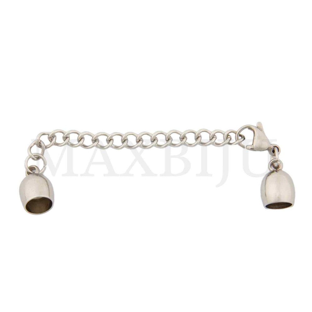 Steel Lobster Clasps with End Caps for 6mm Cord