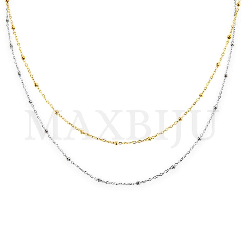 0.3mm Steel Cable Chain (45mm) with beads - 12 pieces