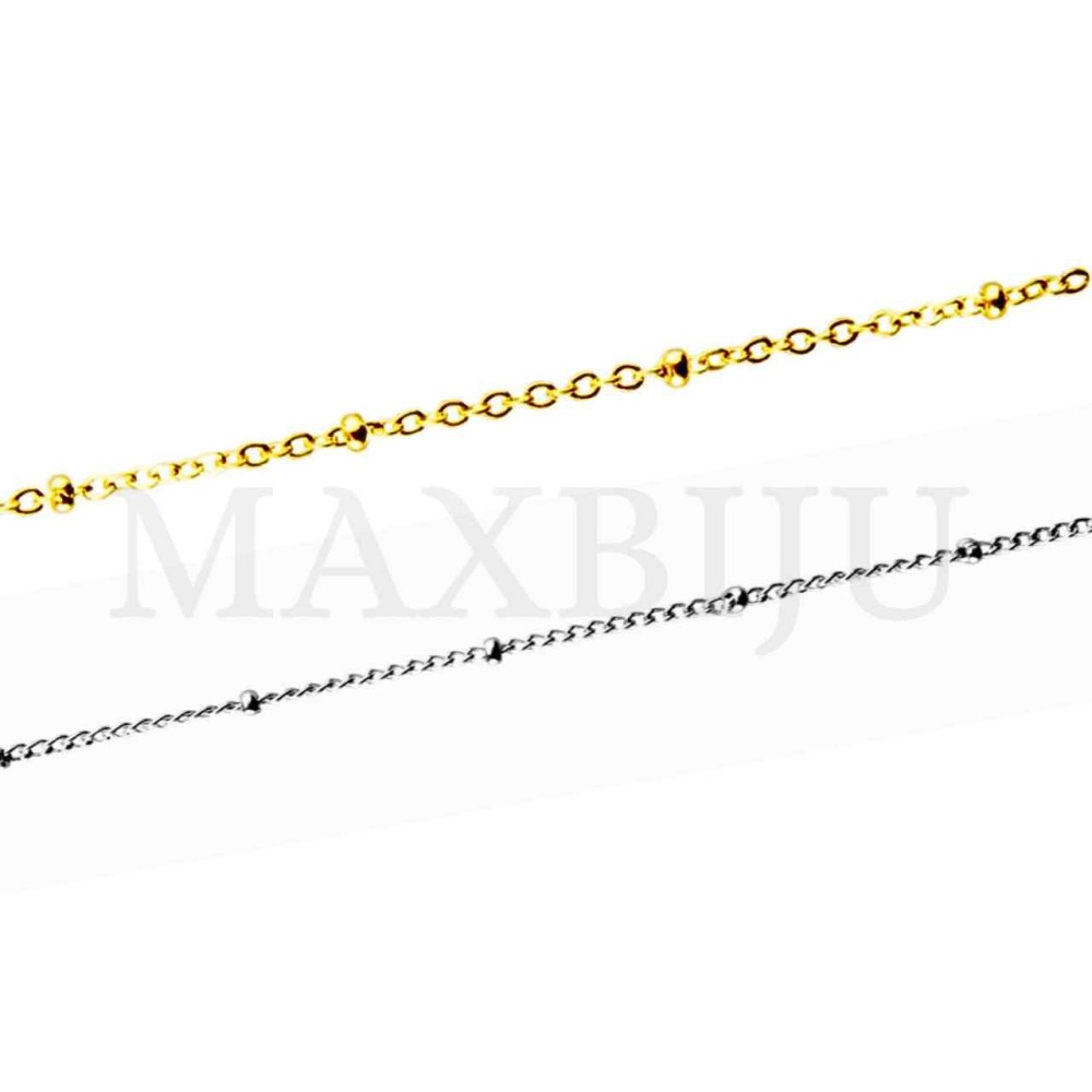0.3mm Steel Cable Chain with beads - Coil