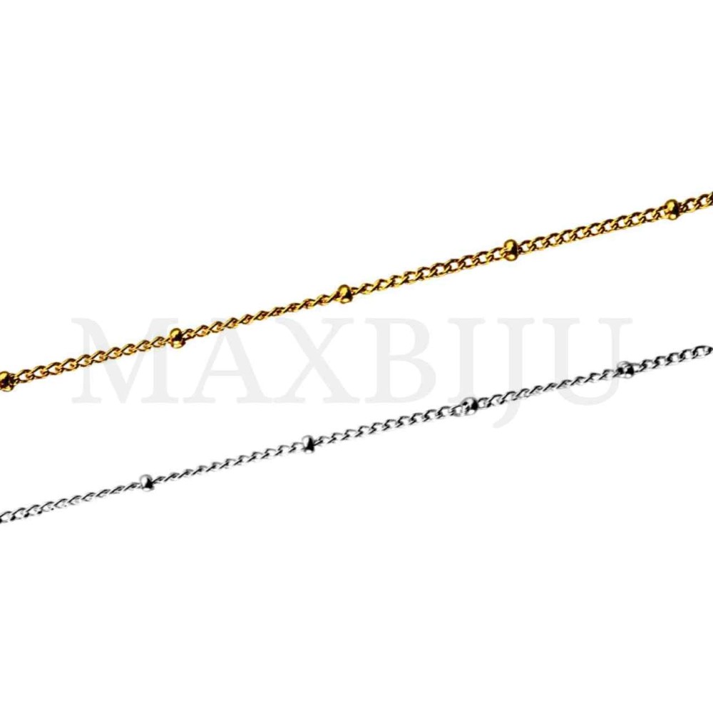 0.4mm Steel Oval Links Rope Chain with Beads  - Coil