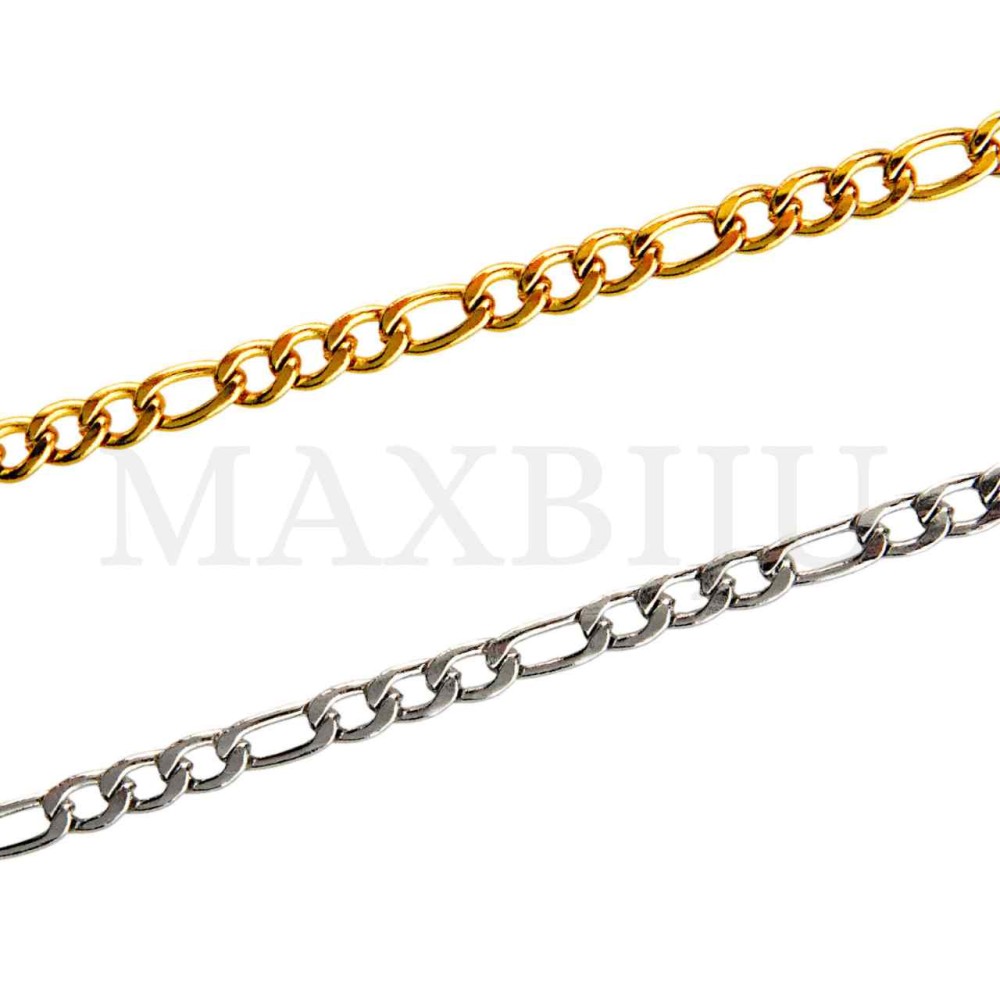0.8mm NK 3:1 Steel Figaro Links Chain - Coil
