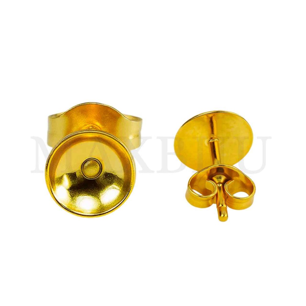 Steel Earstud Base for Crystal Cabochon 6mm