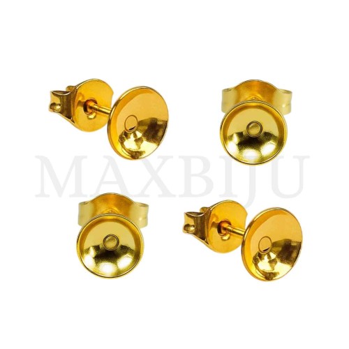 Steel Earstud Base for Crystal Cabochon 6mm