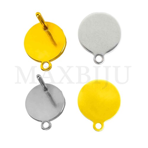 Steel Earring Base with hole 10mm