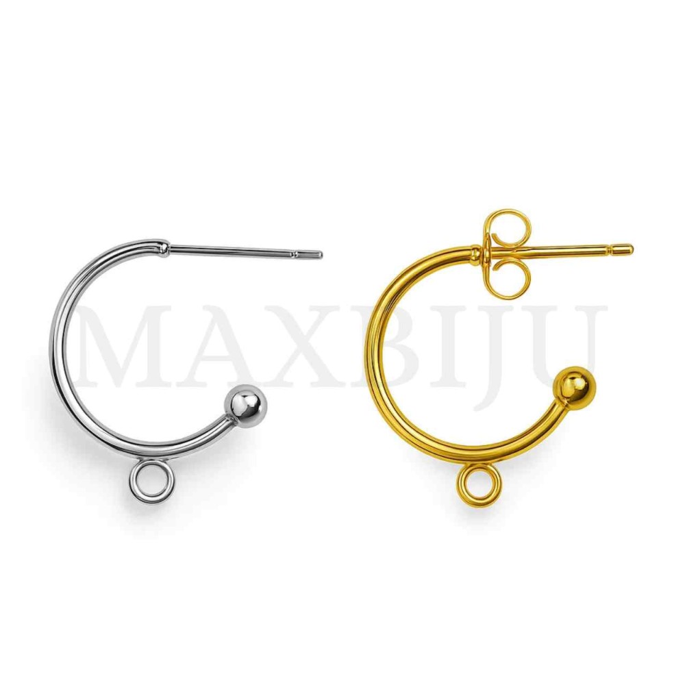 Steel Half Hoop Earring Base 15mm