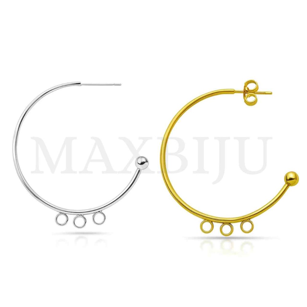 Steel Half Hoop Earring Base 37mm