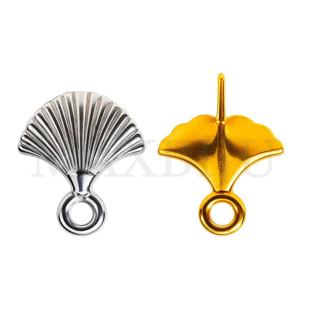 Steel Ginko Leaf Earring Base