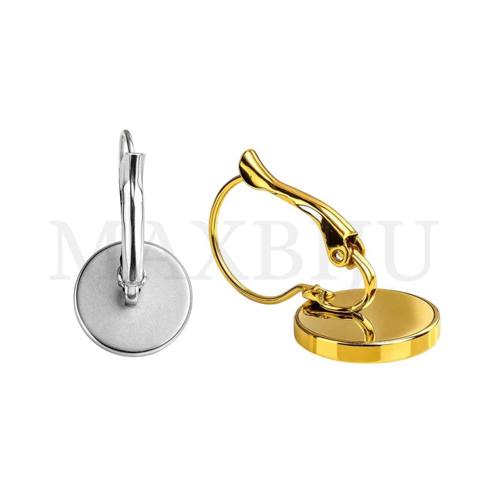 Steel Leverback Earring Base for Cabochon 12mm