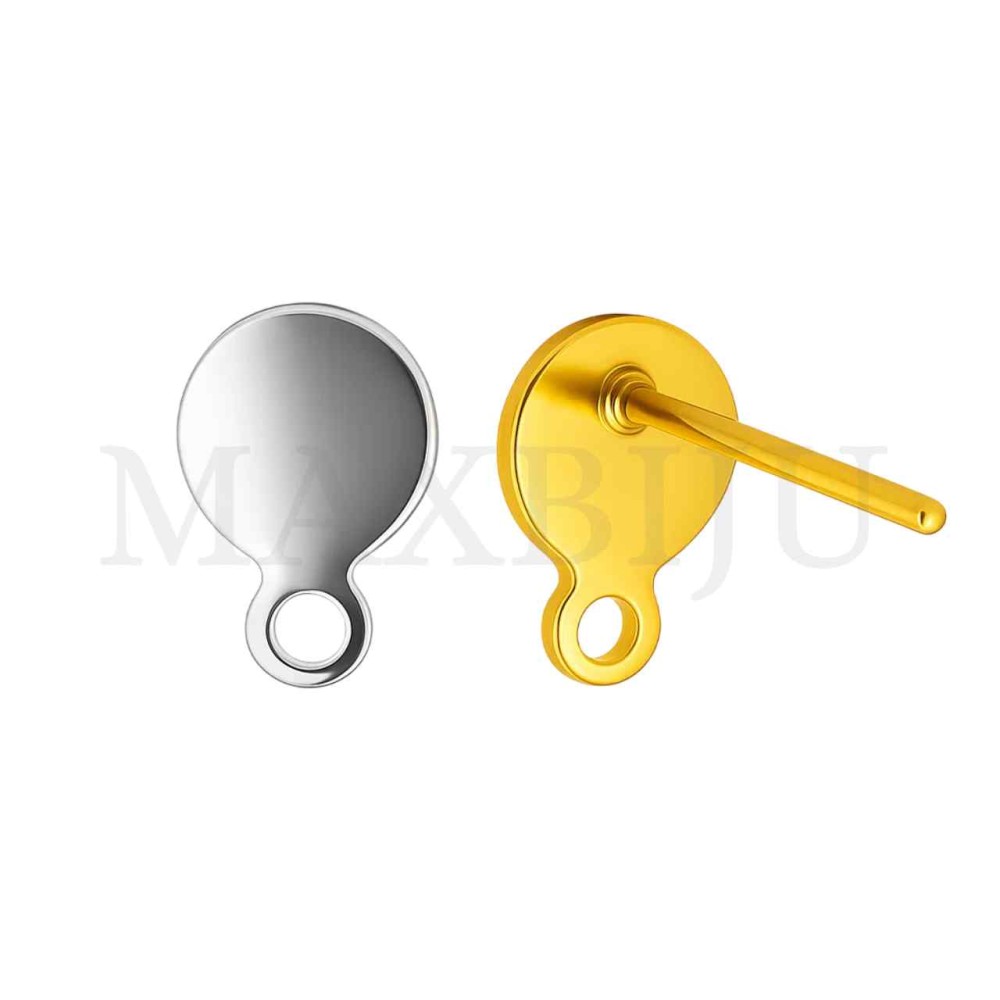 Steel Earring Base with hole 6mm