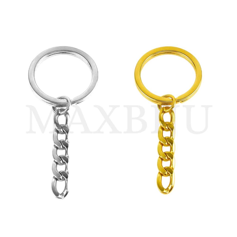 Steel Keychain Jumprings with Chain 28mm