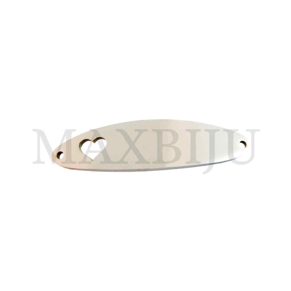 Stainless Steel Curved bar Heart spacer 39x10mm