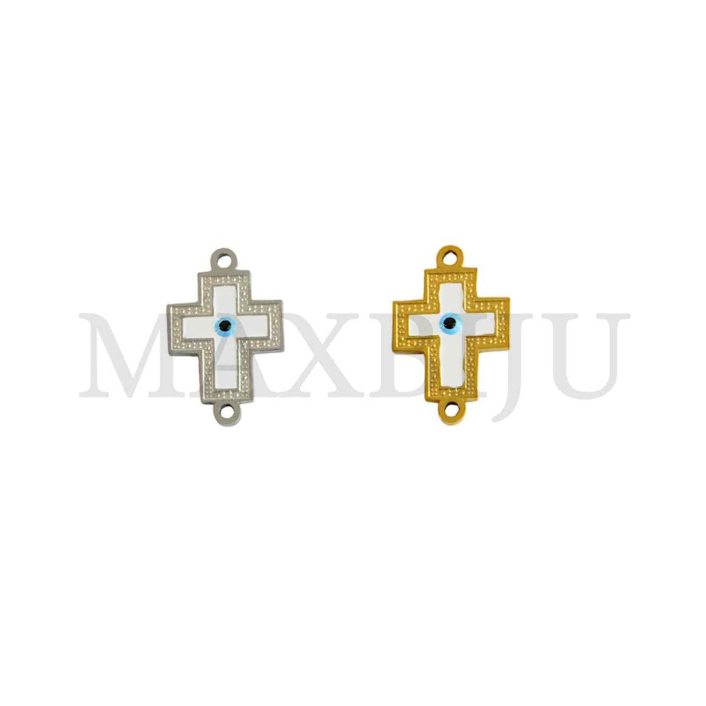 Stainless steel Cross Greek Eye Spacer 12x19mm