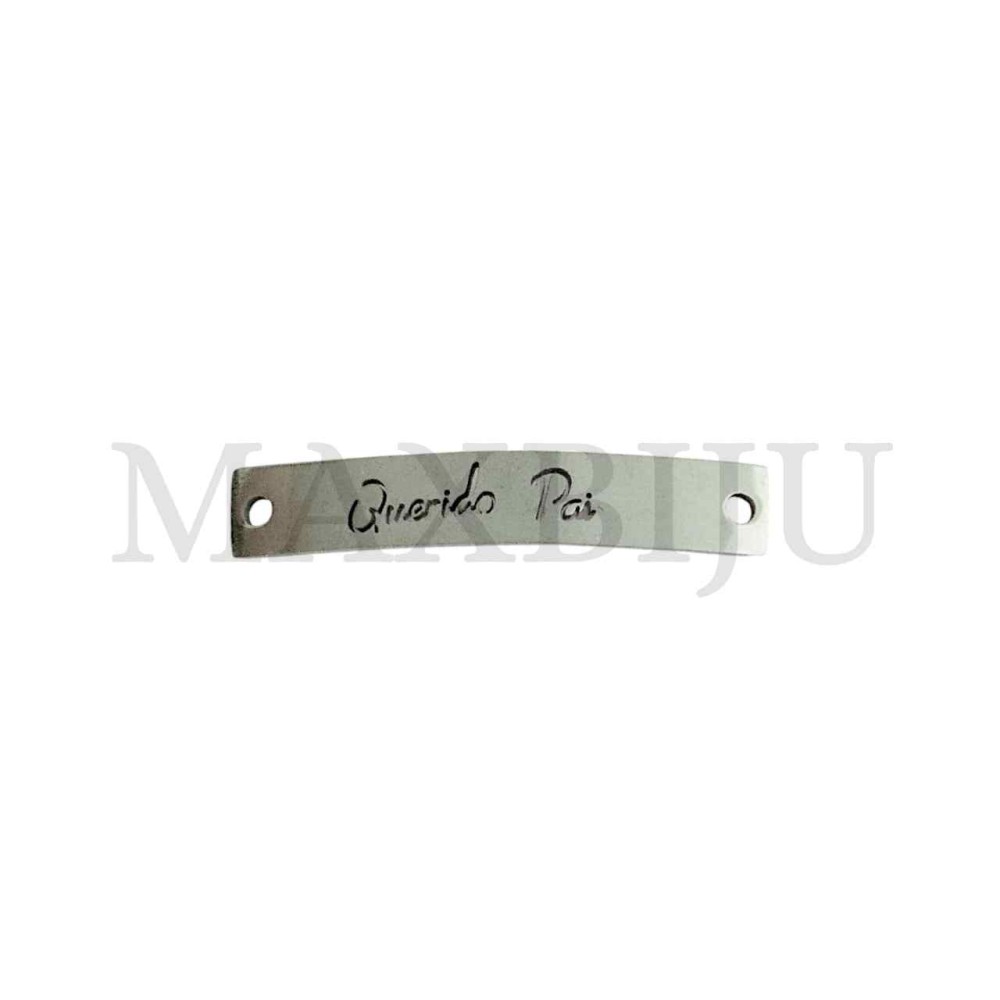 Stainless Steel "Querido Pai" Curved Spacer 34x6mm.