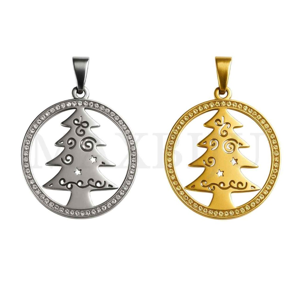 Stainless Steel Christmas Pendant 35mm