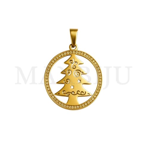 Stainless Steel Christmas Pendant 35mm