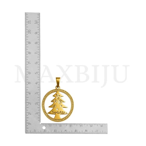 Stainless Steel Christmas Pendant 35mm